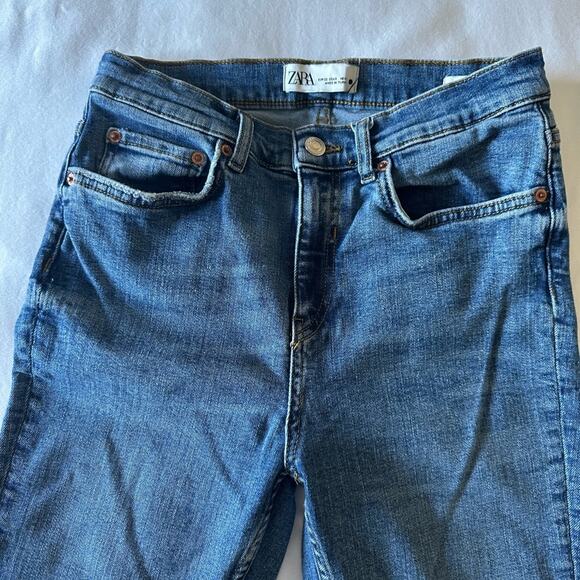 $60 Zara Bootcut Crop Chewed Hem - US 6 - blue - Picture 4 of 9